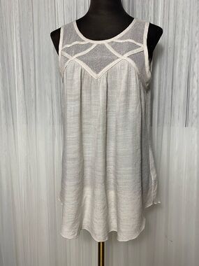 Lightweight Cream Sleeveless Top by Spense Yoke Size Medium